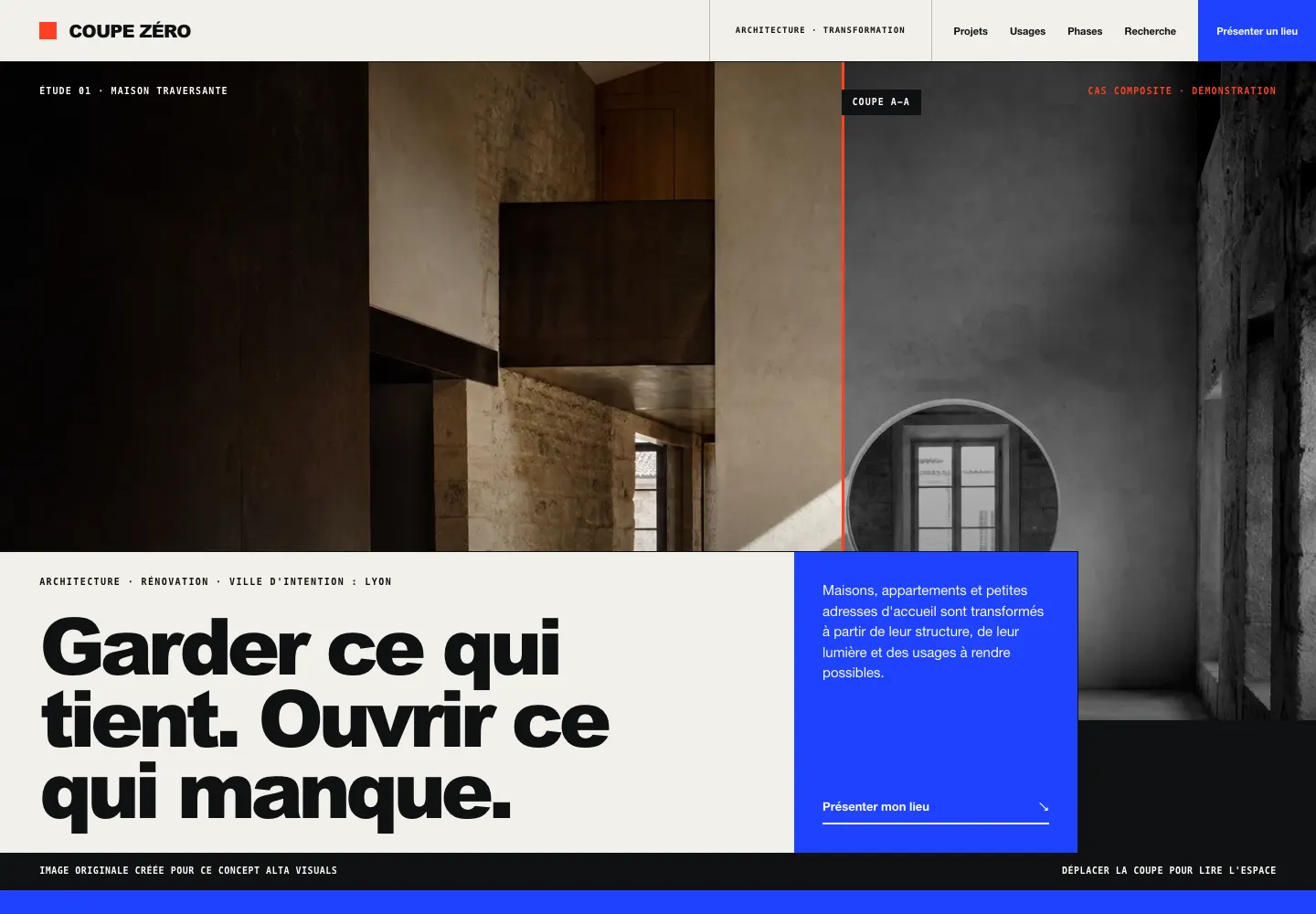 Concept de site COUPE ZÉRO pour architecture