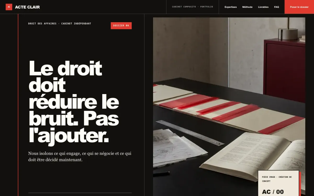 Concept Acte Clair pour cabinet d’avocats