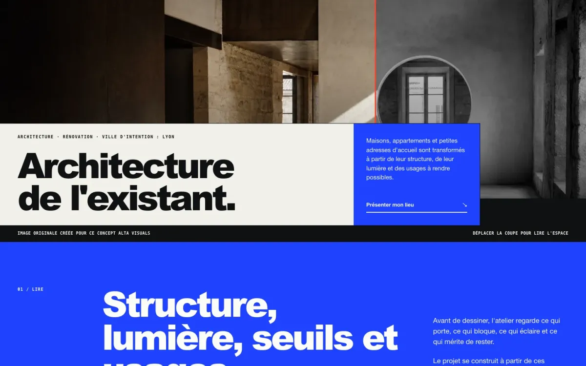 Concept de site COUPE ZÉRO pour un atelier d’architecture