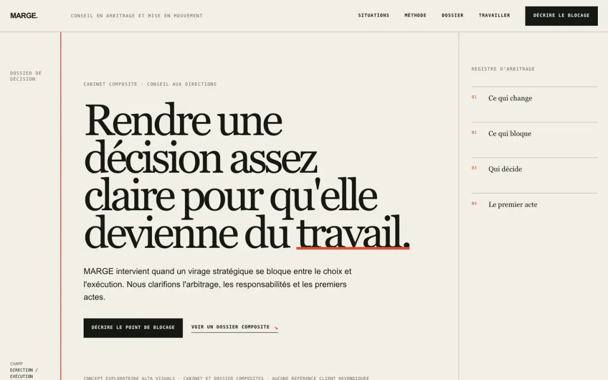 Concept de site MARGE pour conseil