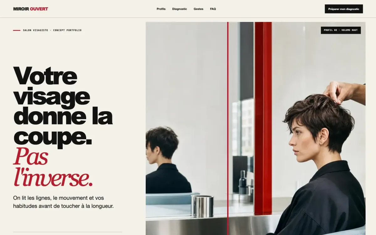 Concept Miroir Ouvert pour visagiste